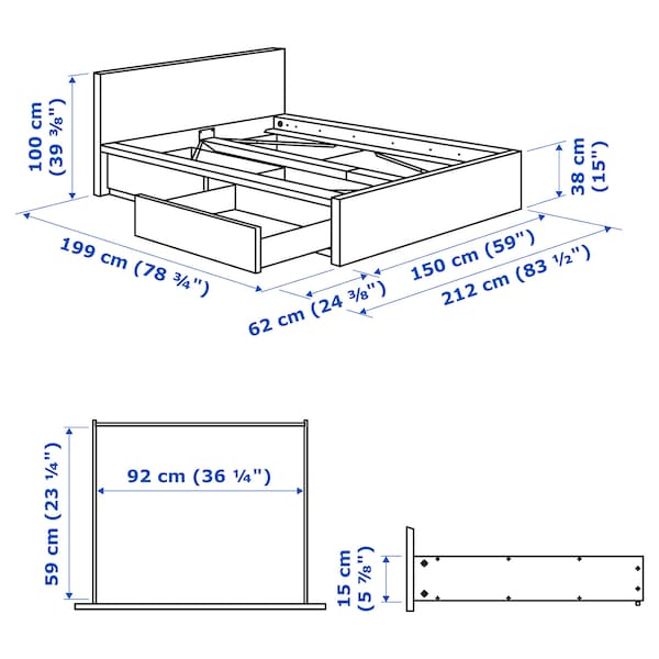 IKEA MALM high bed frame/2 storage boxes, Full White, Ikea Ireland | 5609HQCIE
