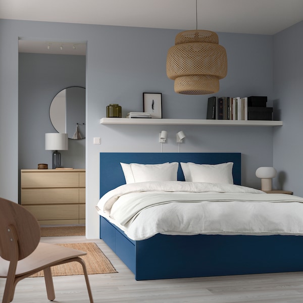 IKEA MALM high bed frame/2 storage boxes, Full Blue, Ikea Ireland | 9601RJQBE