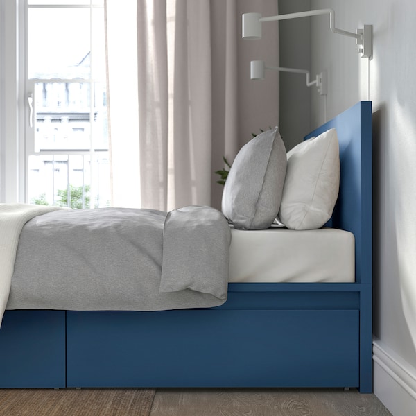 IKEA MALM high bed frame/2 storage boxes, Full Blue, Ikea Ireland | 9601RJQBE