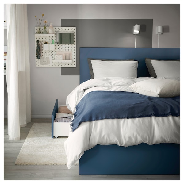 IKEA MALM high bed frame/2 storage boxes, Full Blue, Ikea Ireland | 9601RJQBE