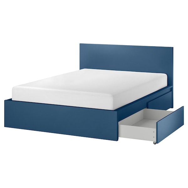 IKEA MALM high bed frame/2 storage boxes, Full Blue, Ikea Ireland | 9601RJQBE