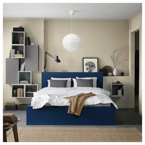 IKEA MALM high bed frame/2 storage boxes, Queen Blue, Ikea Ireland | 9751BXSKQ