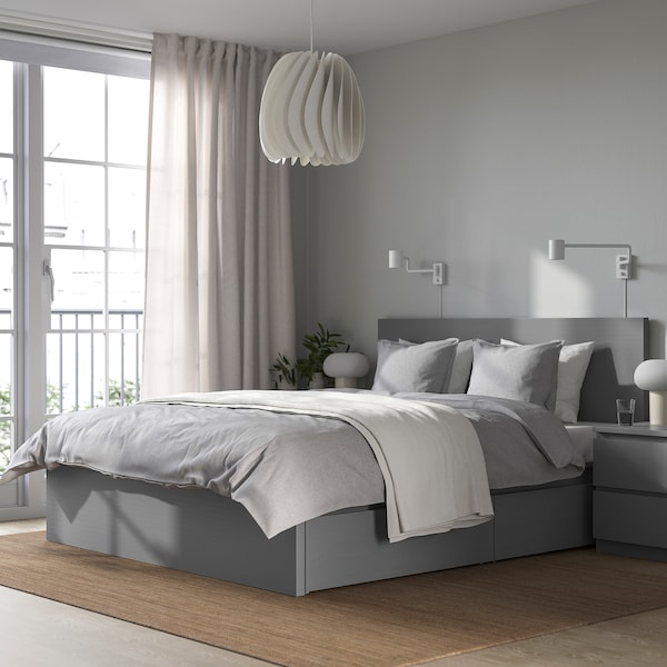 IKEA MALM high bed frame/2 storage boxes, Full Gray Stained, Ikea Ireland | 5320MTJBW