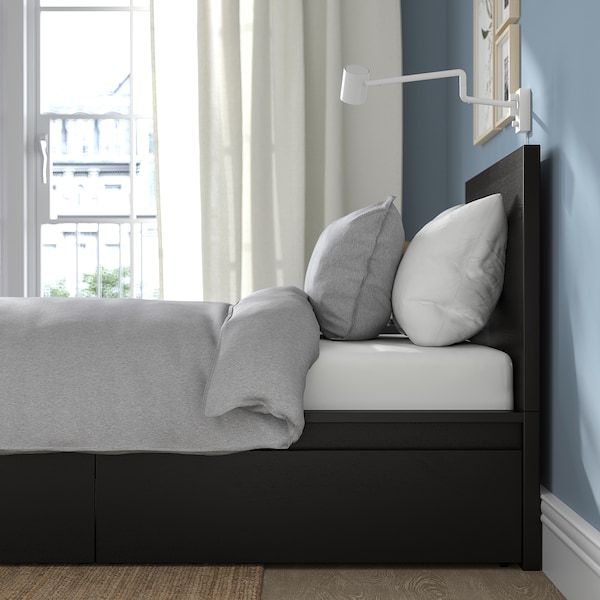 IKEA MALM high bed frame/2 storage boxes, Twin Black / Brown, Ikea Ireland | 6053QGBXE