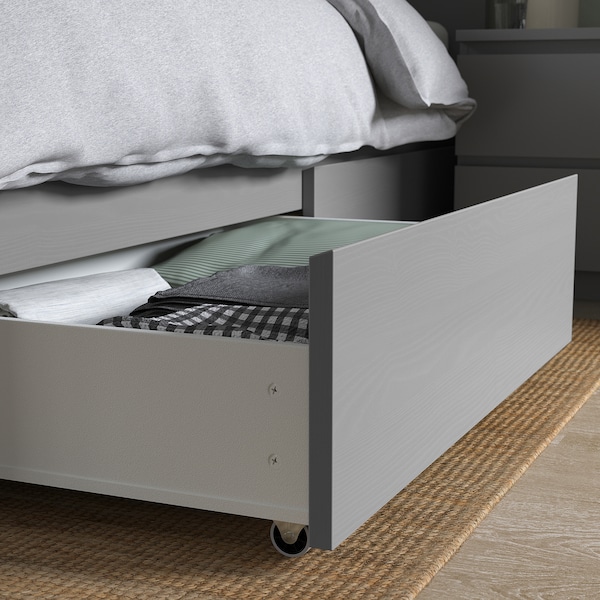 IKEA MALM high bed frame/2 storage boxes, Twin Gray Stained, Ikea Ireland | 7062XSGVH