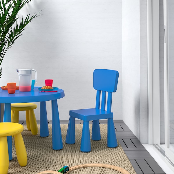 IKEA MAMMUT children's chair, indoor/outdoor/blue Blue, Ikea Ireland | 8435TLOJS