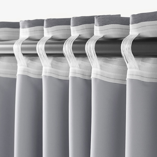 IKEA MARJUN room darkening curtains, 1 pair, gray, 57x98 in, Ikea Ireland | 9628VBHOS