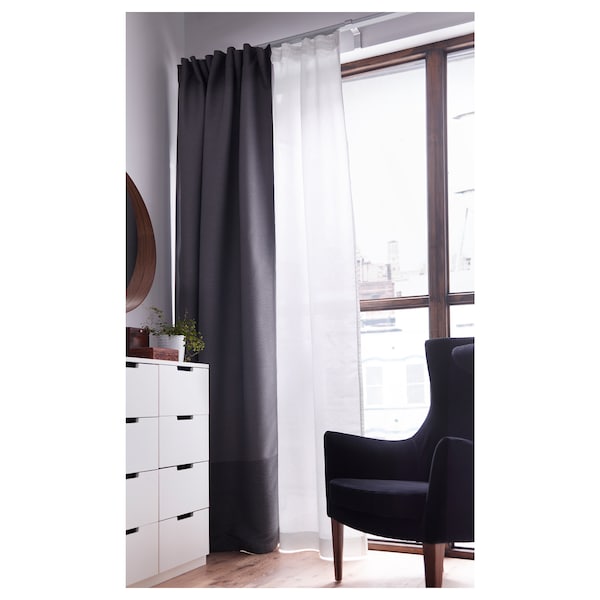 IKEA MARJUN room darkening curtains, 1 pair, gray, 57x98 in, Ikea Ireland | 9628VBHOS