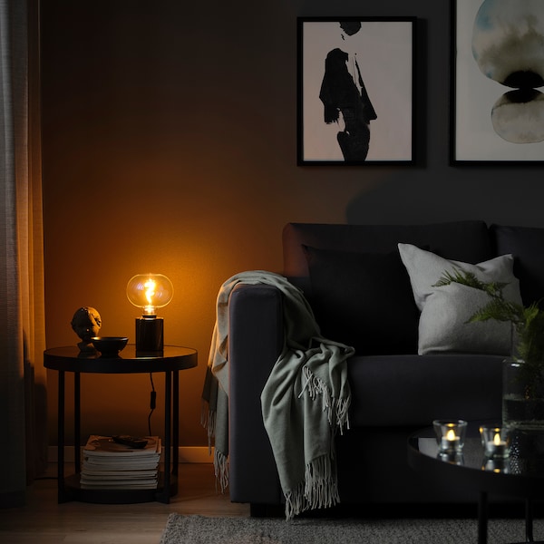 IKEA MARKFROST / MOLNART table lamp with LED bulb Marble Black / Ellipse Shaped Multicolor, Ikea Ireland | 5876CBSEA