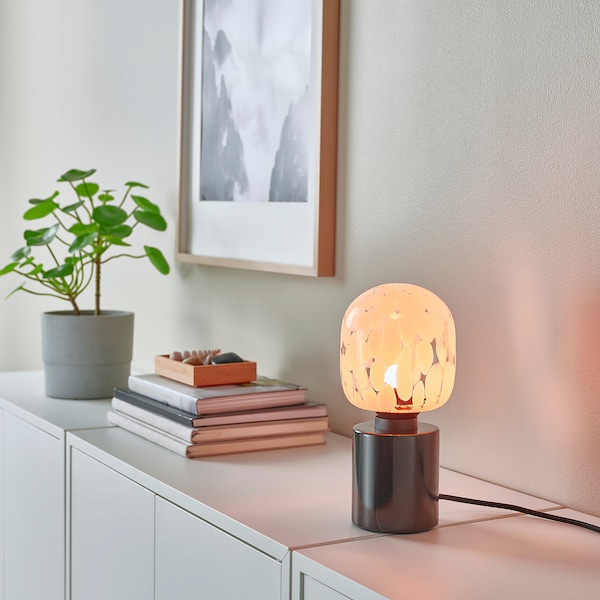 IKEA MARKFROST / MOLNART table lamp with LED bulb Marble Black / Tube / Shaped White / Clear Glass, Ikea Ireland | 1956XAVEO