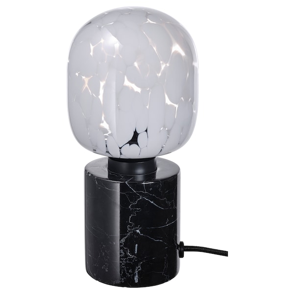 IKEA MARKFROST / MOLNART table lamp with LED bulb Marble Black / Tube / Shaped White / Clear Glass, Ikea Ireland | 1956XAVEO