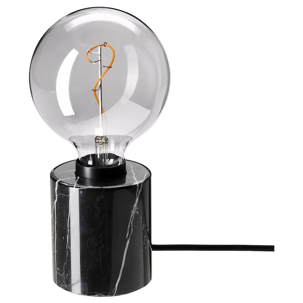 IKEA MARKFROST / MOLNART table lamp with LED bulb, black/gray clear glass, 5 in, Ikea Ireland | 4765KFQAJ