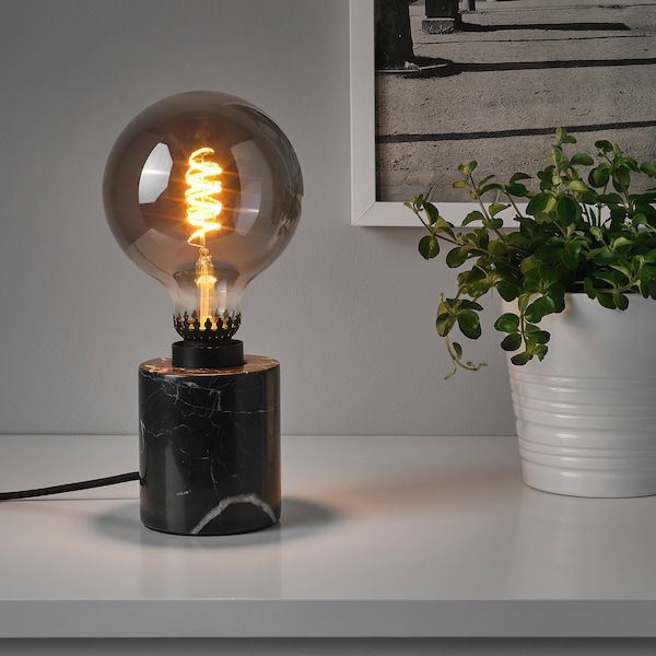 IKEA MARKFROST table lamp with LED bulb, marble black, Ikea Ireland | 5267ELTXH