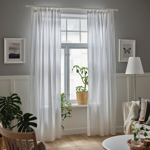 IKEA MATILDA sheer curtains, 1 pair, white, 55x118 in, Ikea Ireland | 5310RNYFB