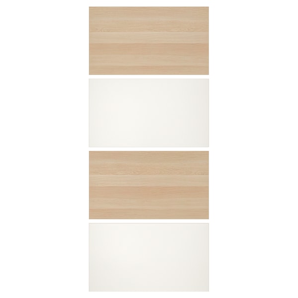 IKEA MEHAMN 4 panels for sliding door frame, 39 3/8x92 7/8 in White Stained Oak Effect / White, Ikea Ireland | 2169DRABV
