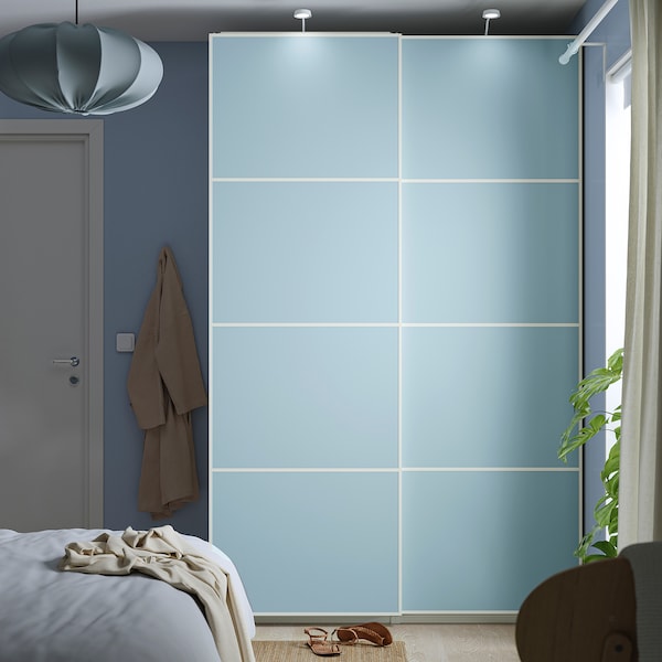 IKEA MEHAMN 4 panels for sliding door frame, 29 1/2x92 7/8 in Light Blue / Light Green, Ikea Ireland | 9453MCERG