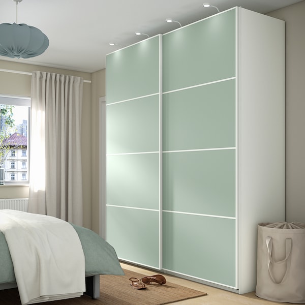 IKEA MEHAMN 4 panels for sliding door frame, 39 3/8x92 7/8 in Light Blue / Light Green, Ikea Ireland | 8701DFSVK