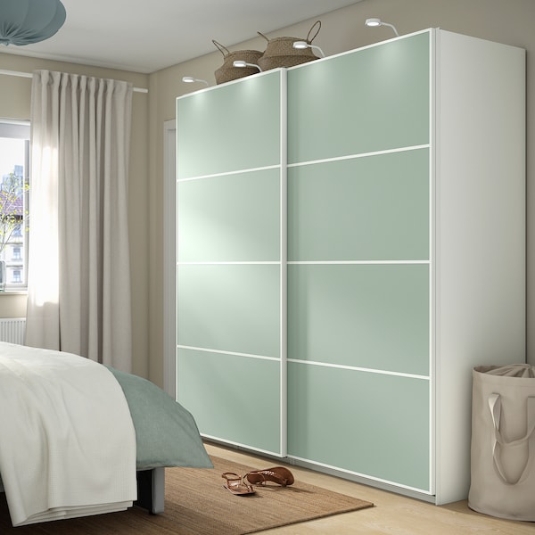 IKEA MEHAMN 4 panels for sliding door frame, 29 1/2x79 1/8 in Light Blue / Light Green, Ikea Ireland | 7453DAOIC