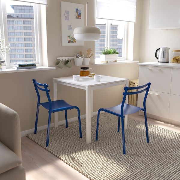 IKEA MELLTORP / GENESÖN table and 2 chairs, white white/metal blue, 29 1/2 in, Ikea Ireland | 4067DCAQF
