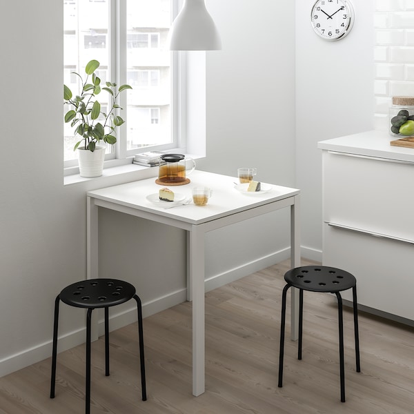 IKEA MELLTORP / MARIUS table and 2 stools, white/black, 29 1/2 in, Ikea Ireland | 3187LATYE