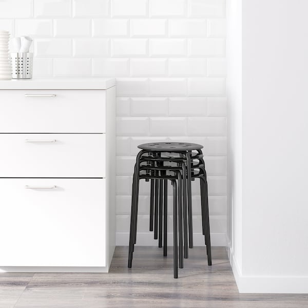 IKEA MELLTORP / MARIUS table and 2 stools, white/black, 29 1/2 in, Ikea Ireland | 3187LATYE