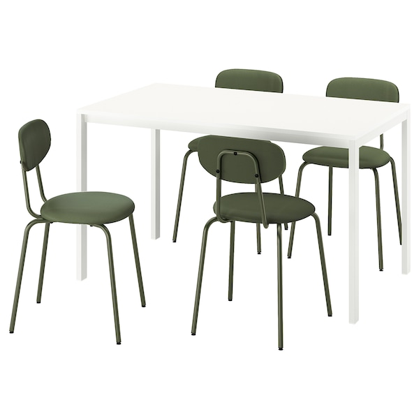 IKEA MELLTORP / ÖSTANÖ table and 4 chairs, white white/Remmarn deep green, 49 1/4 in, Ikea Ireland | 0459NLHCZ