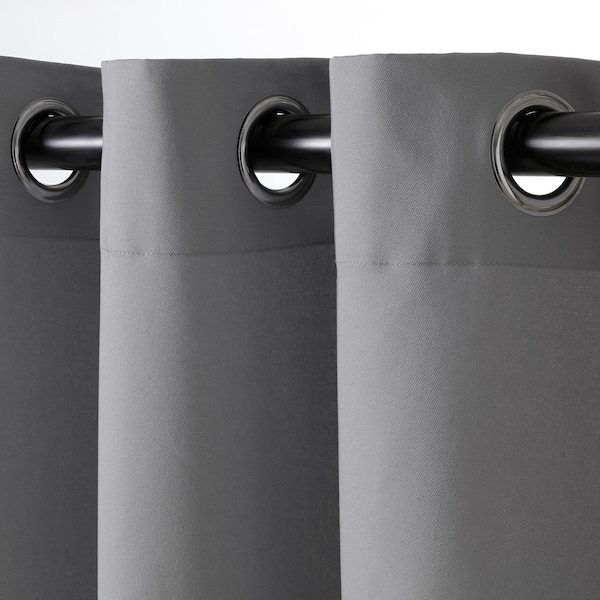 IKEA MERETE curtains, 1 pair, gray/light gray, 57x98 in, Ikea Ireland | 7890WHQTV