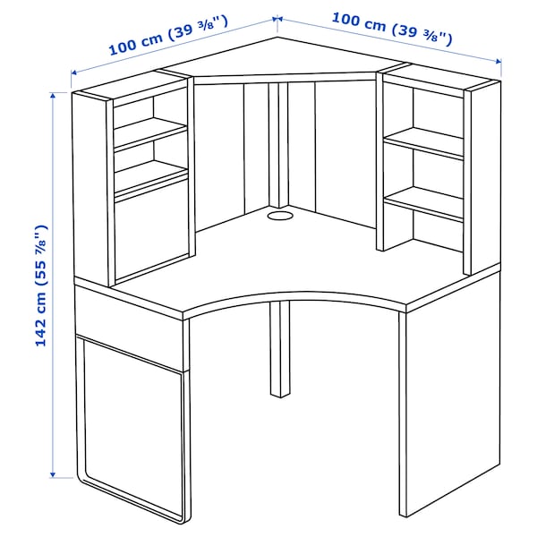 IKEA MICKE Corner workstation, 39 3/8x55 7/8 in White, Ikea Ireland | 9524HZDWL