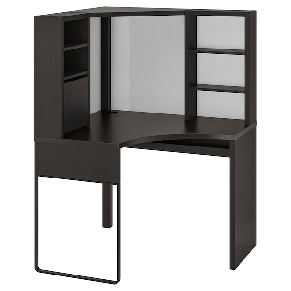 IKEA MICKE Corner workstation, 39 3/8x55 7/8 in Black / Brown, Ikea Ireland | 2976IWGMQ