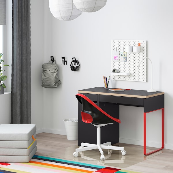 IKEA MICKE desk, 41 3/8x19 5/8 in Anthracite / Red, Ikea Ireland | 0439NABFU