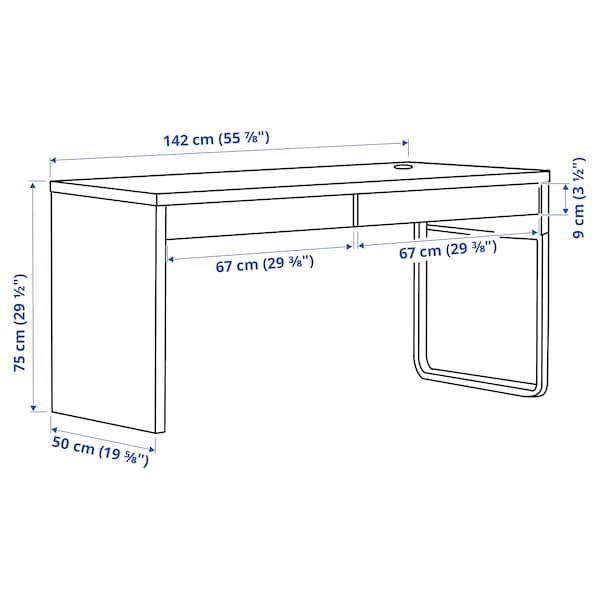 IKEA MICKE desk, 55 7/8x19 5/8 in White, Ikea Ireland | 6018NDKGL