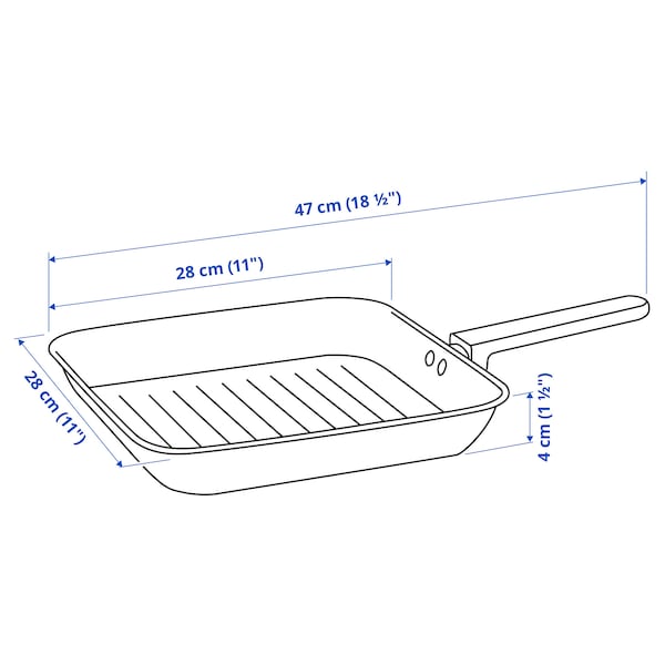 IKEA MIDDAGSMAT grill pan, non-stick coating/stainless steel, 11x11 in, Ikea Ireland | 5309YFLMI