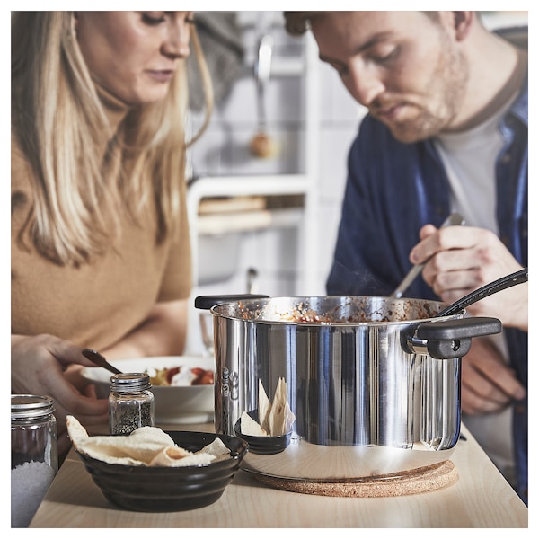 IKEA MIDDAGSMAT pot with lid, clear glass/stainless steel, 5.3 qt, Ikea Ireland | 2794QDCHN