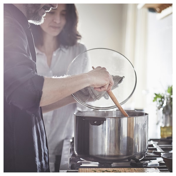 IKEA MIDDAGSMAT pot with lid, clear glass/stainless steel, 10.6 qt, Ikea Ireland | 0617VBETY