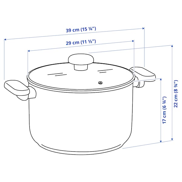 IKEA MIDDAGSMAT pot with lid, clear glass/stainless steel, 10.6 qt, Ikea Ireland | 0617VBETY