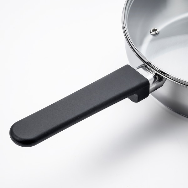 IKEA MIDDAGSMAT sauté pan with lid, clear glass/stainless steel, 9 in, Ikea Ireland | 9572SZXHA