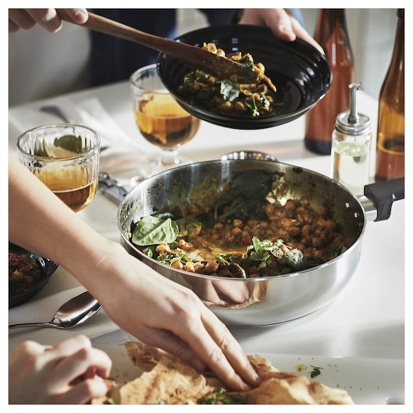 IKEA MIDDAGSMAT sauté pan with lid, clear glass/stainless steel, 9 in, Ikea Ireland | 9572SZXHA