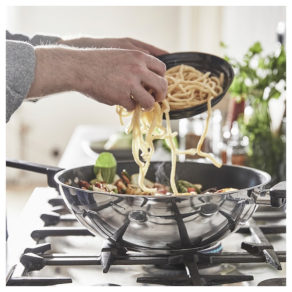 IKEA MIDDAGSMAT wok, non-stick coating/stainless steel, 13 in, Ikea Ireland | 4276BKONQ