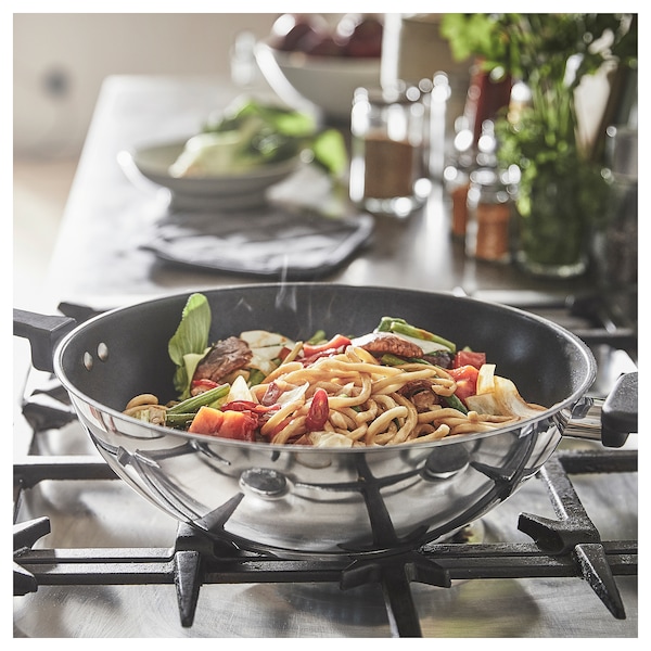 IKEA MIDDAGSMAT wok, non-stick coating/stainless steel, 13 in, Ikea Ireland | 4276BKONQ