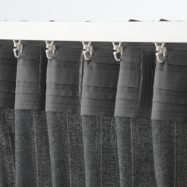 IKEA MILDRUN curtains, 1 pair, dark gray/stripe, 57x98 in, Ikea Ireland | 1643ROSFT