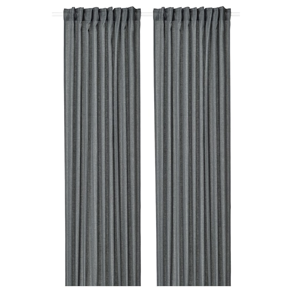 IKEA MILDRUN curtains, 1 pair, dark gray/stripe, 57x98 in, Ikea Ireland | 1643ROSFT