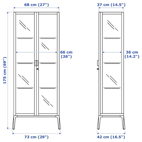 IKEA MILSBO Glass-door cabinet, 28 3/4x68 7/8 in Anthracite, Ikea Ireland | 6389ZXVQP