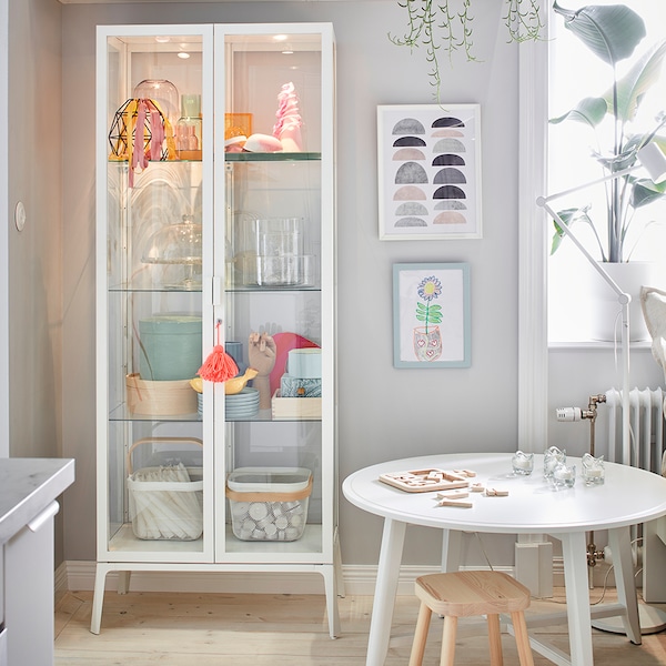 IKEA MILSBO Glass-door cabinet, 28 3/4x68 7/8 in White, Ikea Ireland | 8039QSJNM