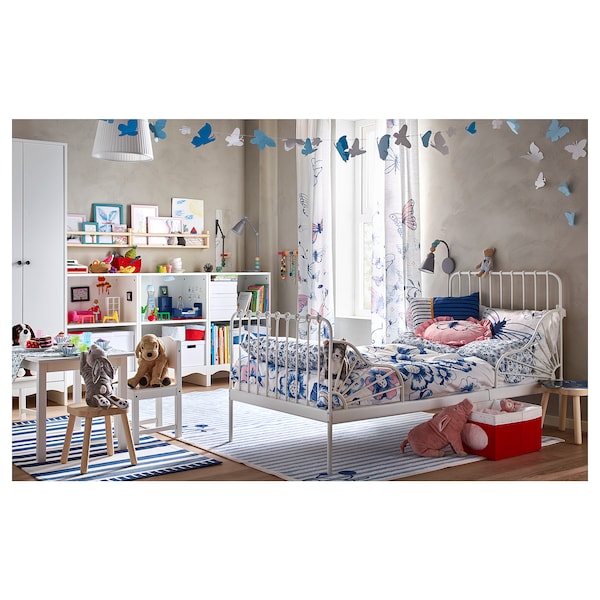 IKEA MINNEN ext bed frame with slatted bed base, 38 1/4x74 3/4 in White, Ikea Ireland | 8951QGJAV
