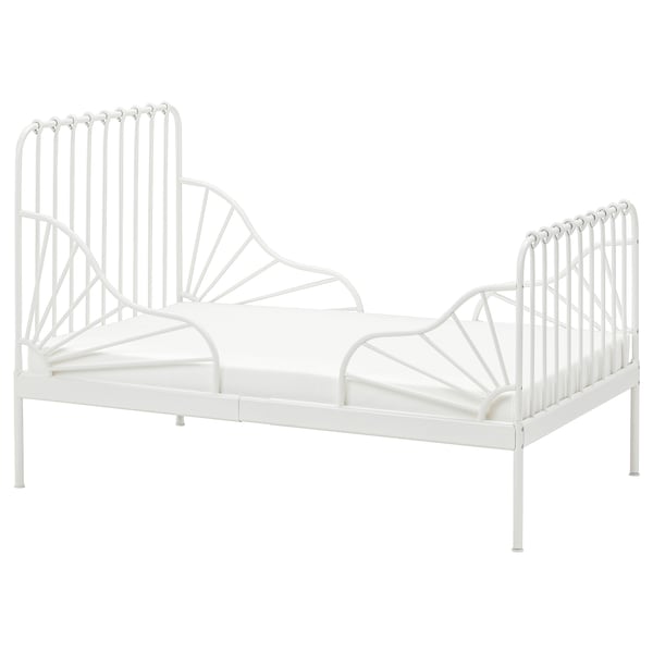 IKEA MINNEN ext bed frame with slatted bed base, 38 1/4x74 3/4 in White, Ikea Ireland | 8951QGJAV