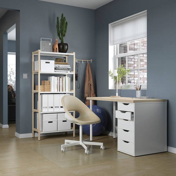 IKEA MITTCIRKEL / ALEX desk, 47 1/4x23 5/8 in Lively Pine Effect / White, Ikea Ireland | 5308HSPUG