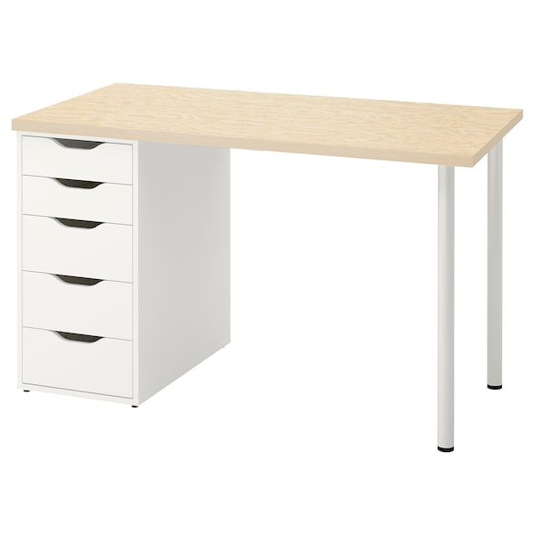 IKEA MITTCIRKEL / ALEX desk, 47 1/4x23 5/8 in Lively Pine Effect / White, Ikea Ireland | 5308HSPUG