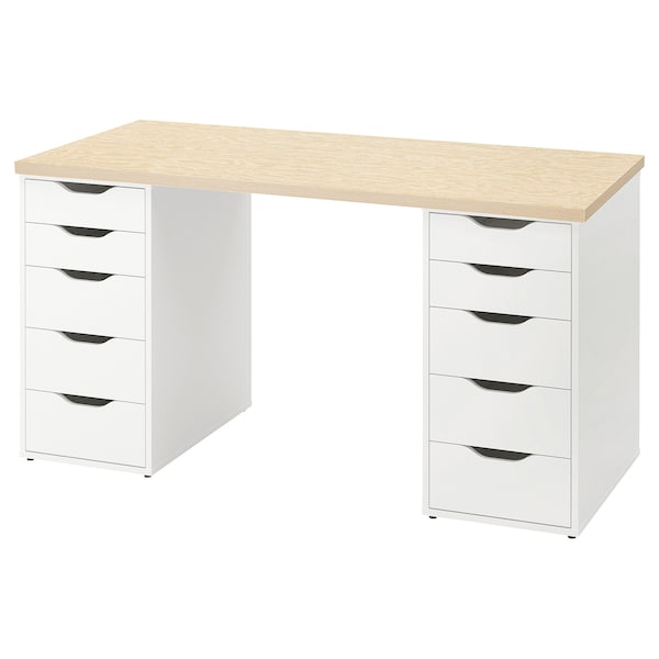 IKEA MITTCIRKEL / ALEX desk, 55 1/8x23 5/8 in Lively Pine Effect White, Ikea Ireland | 5870QYNEU