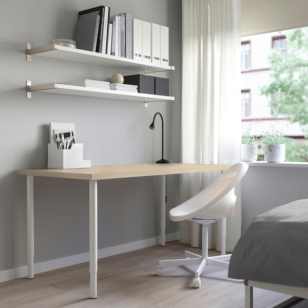 IKEA MITTCIRKEL / OLOV desk, 55 1/8x23 5/8 in Lively Pine Effect / White, Ikea Ireland | 7462DAKZO