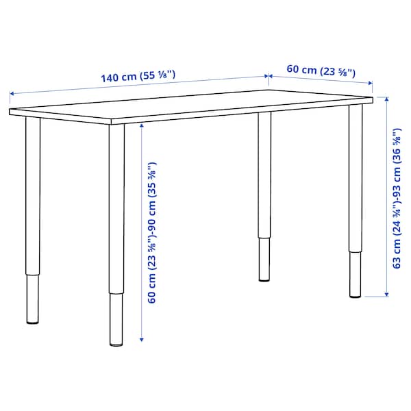 IKEA MITTCIRKEL / OLOV desk, 55 1/8x23 5/8 in Lively Pine Effect / Black, Ikea Ireland | 3918DFGQR